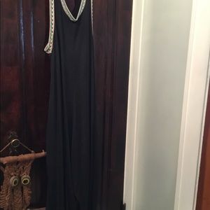 Cotten tshirt blend stretch material wide leg jumpsuit.